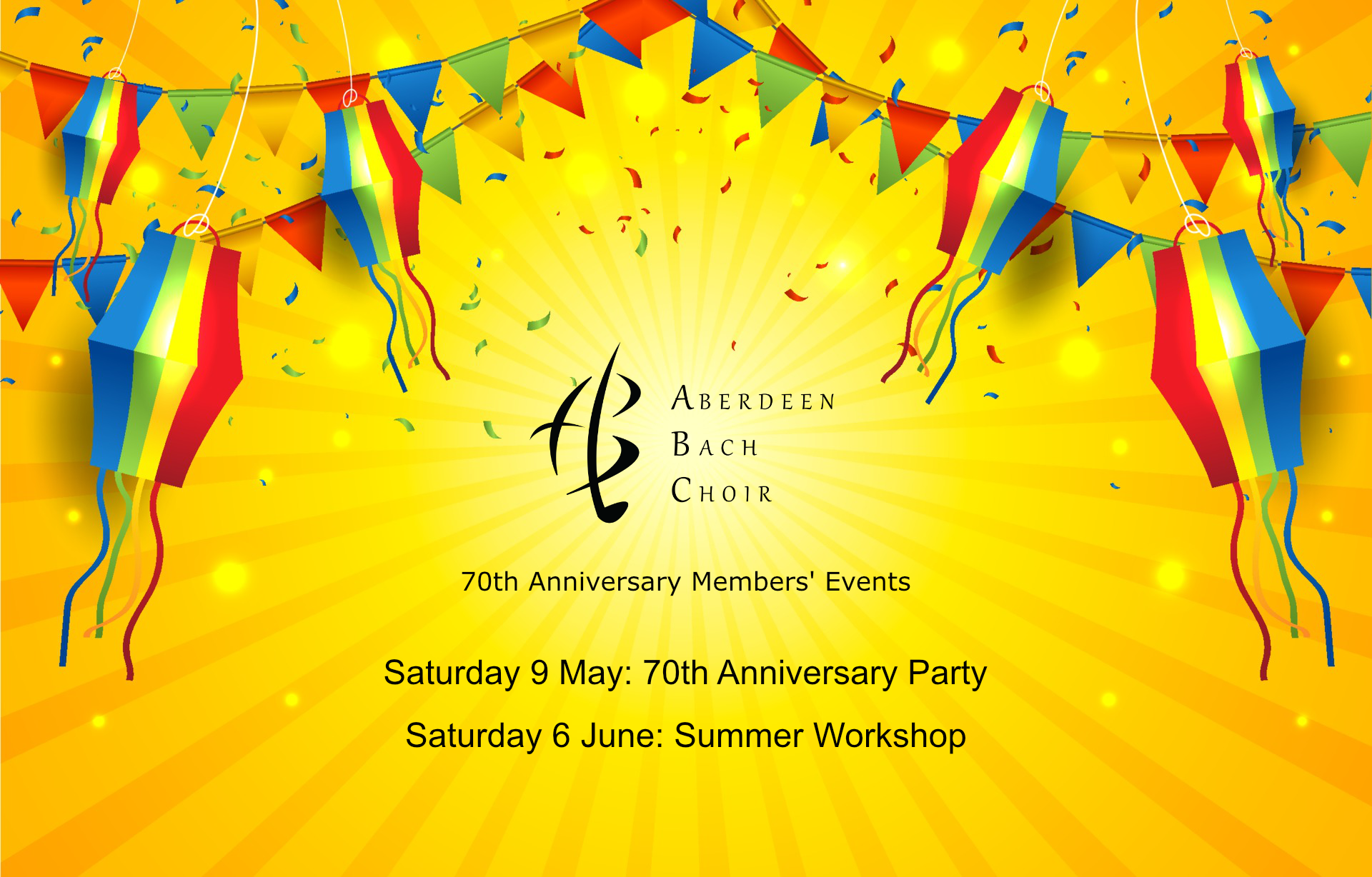 image of celebration giving dates of events for members