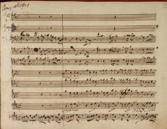 Opening Chorus of Hallelujah Chorus from Messiah, in Handel's handwriting